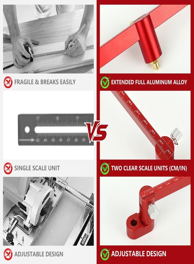 Serplex® 300mm Woodworking Compass Scriber Woodworking Scribing Circle Ruler Marking Gauge Precision Aluminum Alloy Marking Gauge with Adjustable Arms for Arc Drawing & Parallel Line Scribing - Image 4